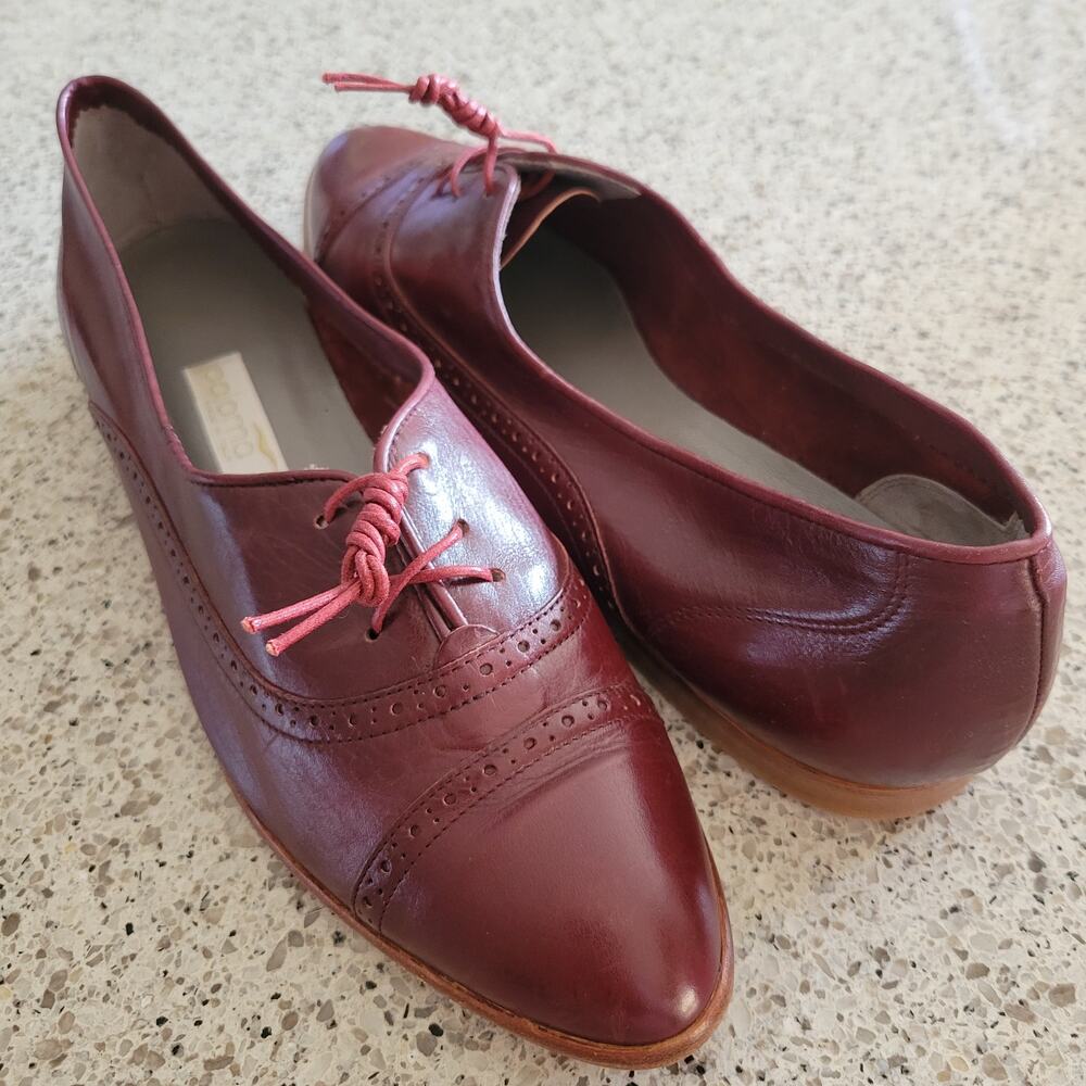 VTG Paloma Italy Womens Oxblood Burgundy Leather Oxford Wingtip Laced Loafer✨️10